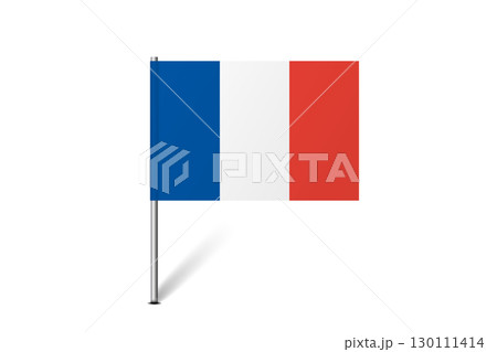 France flag - map pin flag representing a country cultural identity and heritage. The essence of national pride and unity. Map pin flag stuck in a white background France flag - map pin flag representing a country cultural identity and heritage. The essence of national pride and unity. Map pin flag stuck in a white background 130111414