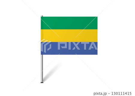 Gabon flag - map pin flag representing a country cultural identity and heritage. The essence of national pride and unity. Map pin flag stuck in a white background Gabon flag - map pin flag representing a country cultural identity and heritage. The essence of national pride and unity. Map pin flag stuck in a white background 130111415