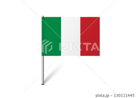 Italy flag - map pin flag representing a country cultural identity and heritage. The essence of national pride and unity. Map pin flag stuck in a white background 130111445