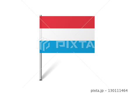 Luxembourg flag - map pin flag representing a country cultural identity and heritage. The essence of national pride and unity. Map pin flag stuck in a white background Luxembourg flag - map pin flag representing a country cultural identity and heritage. The essence of national pride and unity. Map pin flag stuck in a white background 130111464