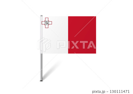 Malta flag - map pin flag representing a country cultural identity and heritage. The essence of national pride and unity. Map pin flag stuck in a white background Malta flag - map pin flag representing a country cultural identity and heritage. The essence of national pride and unity. Map pin flag stuck in a white background 130111471