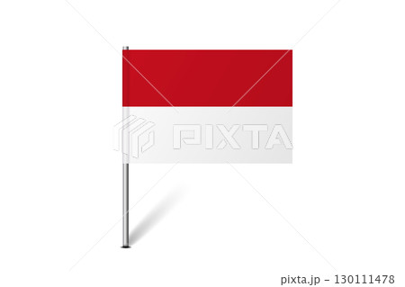 Monaco flag - map pin flag representing a country cultural identity and heritage. The essence of national pride and unity. Map pin flag stuck in a white background 130111478