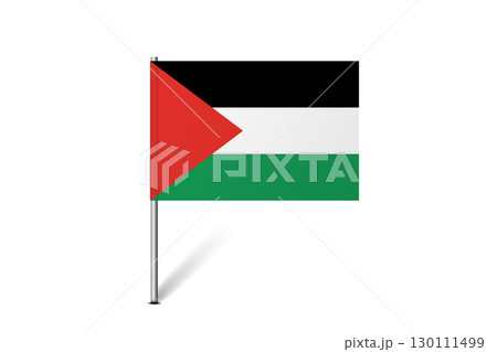 Palestine flag - map pin flag representing a country cultural identity and heritage. The essence of national pride and unity. Map pin flag stuck in a white background 130111499