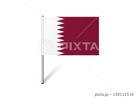 Qatar flag - map pin flag representing a country cultural identity and heritage. The essence of national pride and unity. Map pin flag stuck in a white background Qatar flag - map pin flag representing a country cultural identity and heritage. The essence of national pride and unity. Map pin flag stuck in a white background 130111510