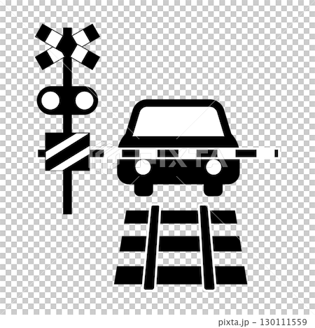 一輛汽車在鐵路道口和護欄處暫時停下來的圖片 一輛汽車在鐵路道口和護欄處暫時停下來的圖片 130111559