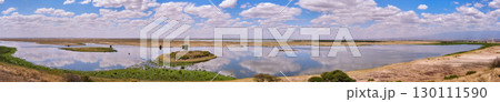 アンボセリの湖と草原のパノラマ風景 130111590