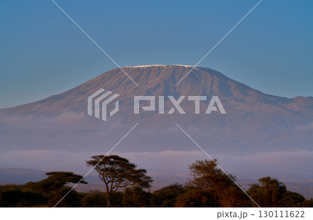 雪化粧のキリマンジャロ山 クローズアップ 130111622