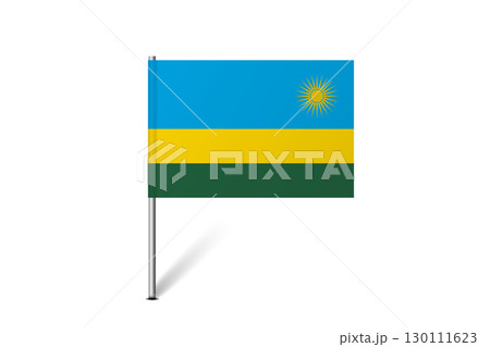 Rwanda flag - map pin flag representing a country cultural identity and heritage. The essence of national pride and unity. Map pin flag stuck in a white background 130111623