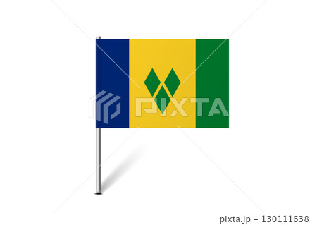 Saint Vincent and the Grenadines flag - map pin flag representing a country cultural identity and heritage. The essence of national pride and unity. Map pin flag stuck in a white background Saint Vincent and the Grenadines flag - map pin flag representing a country cultural identity and heritage. The essence of national pride and unity. Map pin flag stuck in a white background 130111638