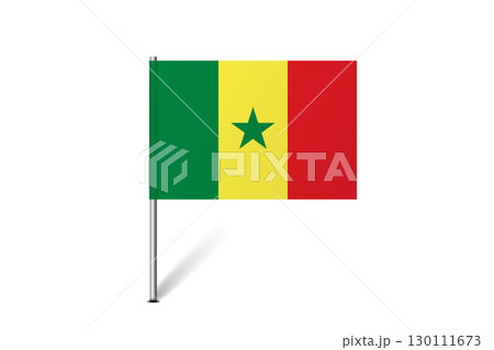 Senegal flag - map pin flag representing a country cultural identity and heritage. The essence of national pride and unity. Map pin flag stuck in a white background 130111673