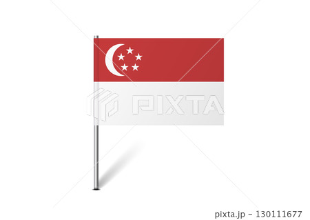 Singapore flag - map pin flag representing a country cultural identity and heritage. The essence of national pride and unity. Map pin flag stuck in a white background 130111677