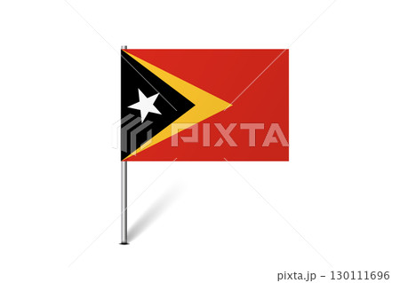 East Timor flag - map pin flag representing a country cultural identity and heritage. The essence of national pride and unity. Map pin flag stuck in a white background 130111696