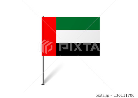 United Arab Emirates flag - map pin flag representing a country cultural identity and heritage. The essence of national pride and unity. Map pin flag stuck in a white background 130111706