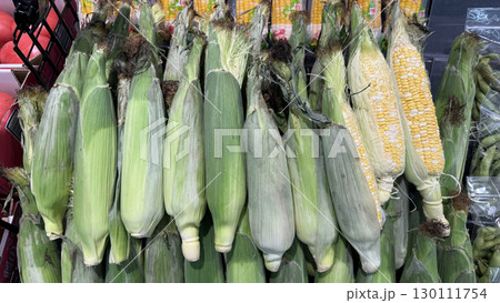 収穫したばかりのとうもろこし 130111754