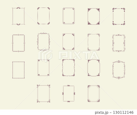 Simple vertical hand-drawn ornamental frames set Simple vertical hand-drawn ornamental frames set 130112146