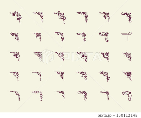 Simple hand-drawn ornamental corners and design elements 130112148