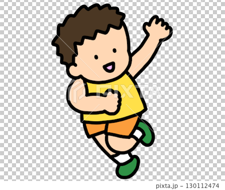 元気に走る男の子 130112474
