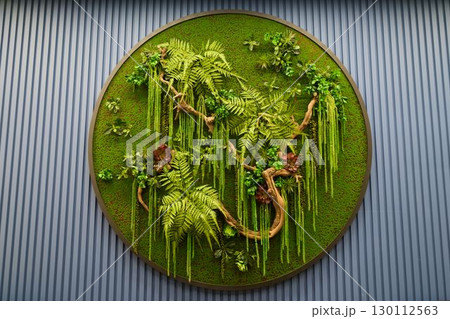 Experience the Beauty of Lush Greenery Captured in Enchanting Circular Wall Art Design 130112563