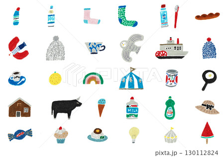 かわいい雑貨の手描きイラスト素材集 130112824
