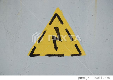 Warning Sign Symbol Indicating Potential Electrical Hazard and Associated Risks Ahead Warning Sign Symbol Indicating Potential Electrical Hazard and Associated Risks Ahead 130112870