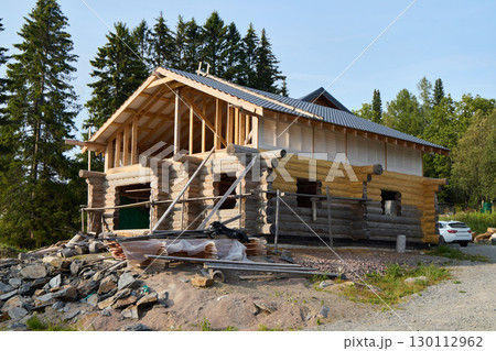 A Modern Log Cabin is Currently Under Construction Surrounded by Beautiful Nature and Scenic Views 130112962