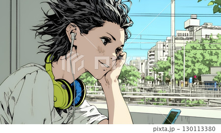 嬉しそうな表情でスマホを使っている女性