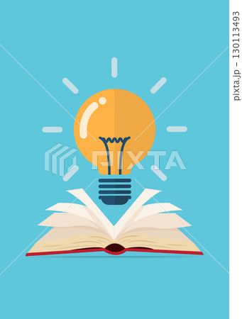 Ideas book on light bulb stock illustration 130113493