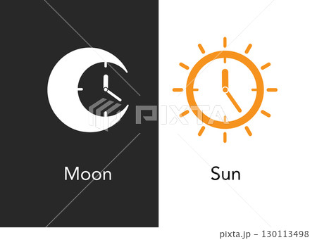 Sun And Moon Time Icon stock illustration 130113498