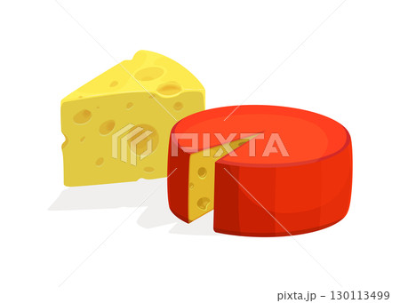 Whole and piece of cheese isolated on white. stock illustration 130113499