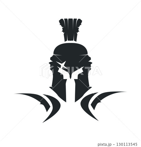 spartan logo illustration vintage concept old spartan kingdom fighter black silhouette templet design 130113545