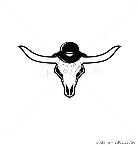 vintage retro design concept with longhorn logo illustration horn symbol from old ranch concept template in west texas 130113550