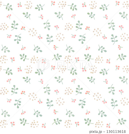 手描き風・植物のシームレスパターン 130113618