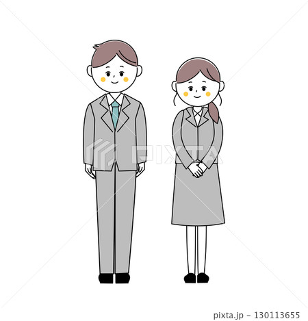 スーツ姿のかわいい男女のイラスト スーツ姿のかわいい男女のイラスト 130113655