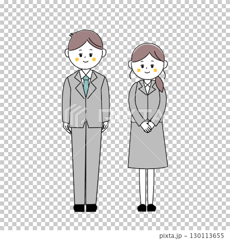 スーツ姿のかわいい男女のイラスト スーツ姿のかわいい男女のイラスト 130113655