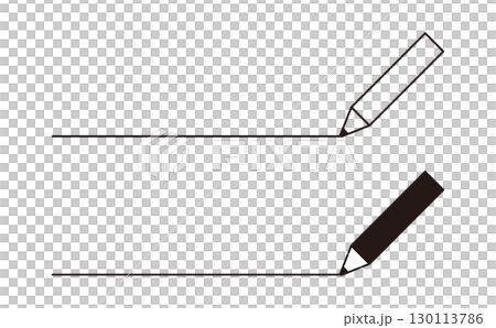 線を引いている鉛筆のイラスト2個セット（線画・塗り） 130113786