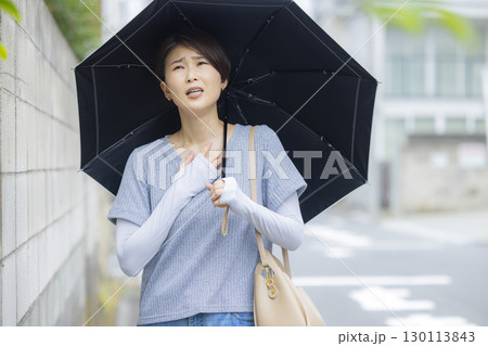 日傘をさす女性 130113843