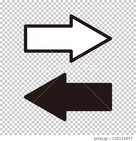 Set of two white right-pointing arrows and two black left-pointing arrows 130113957