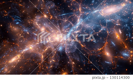 A of galaxies linked together by faint wispy tendrils of dark matter A of galaxies linked together by faint wispy tendrils of dark matter 130114300