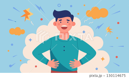 The man is comfortable being vulnerable and expressing his emotions as he knows it is a sign of strength.. Vector illustration. 130114675
