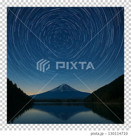 Star trails midnight starscape with mountain background 130114710