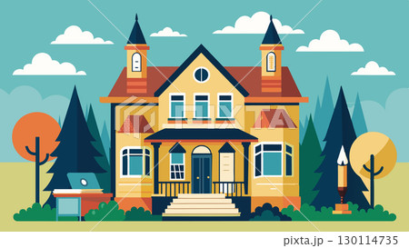 On Spruce Street you can find an old Victorian home that has been converted into a community center for the local neighborhood. Inside the creative writing group meets weekly where. Vector 130114735