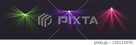 Party laser beams, disco show spotlights, concert stage lights. Glowing show lasers. Magic rays for a dance party. 130115070