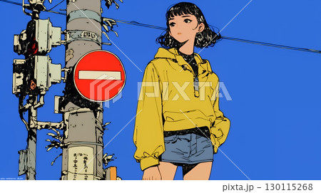 Noという意思表示：進入禁止マークと無表情な女性で表現