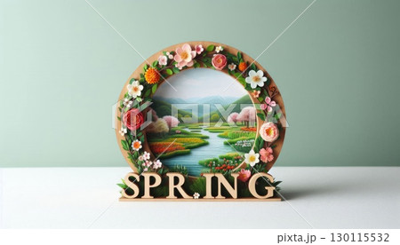 Vibrant Spring Typography in Floral Nature-Inspired 3D Lettering with Generative AI. 130115532