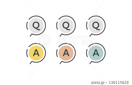 Q&A、よくある質問のシンプルなベクターアイコンセット (線画) 130115628