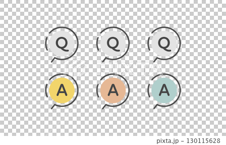 Q&A、よくある質問のシンプルなベクターアイコンセット (線画) 130115628