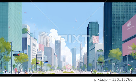大都市のビル街（ポップでキュートな表現）