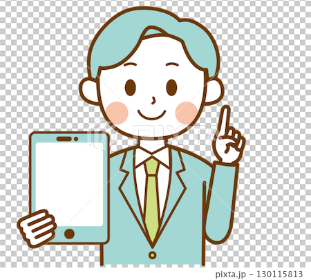 タブレットを持って説明するスーツを着た男性のイラスト 130115813