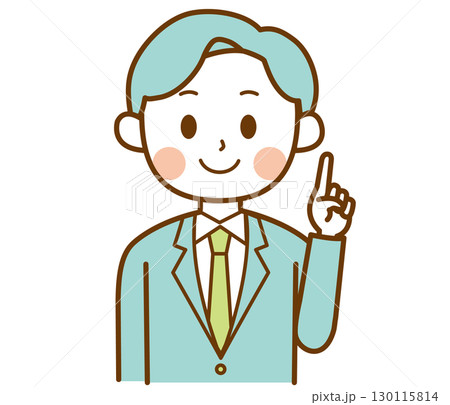 ポイントを説明するスーツを着た男性のイラスト 130115814