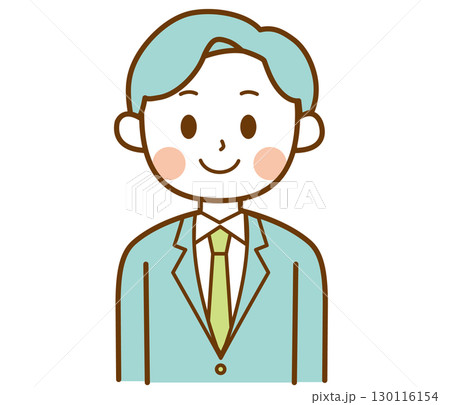 笑顔で正面を向いているスーツを着た男性のイラスト 130116154